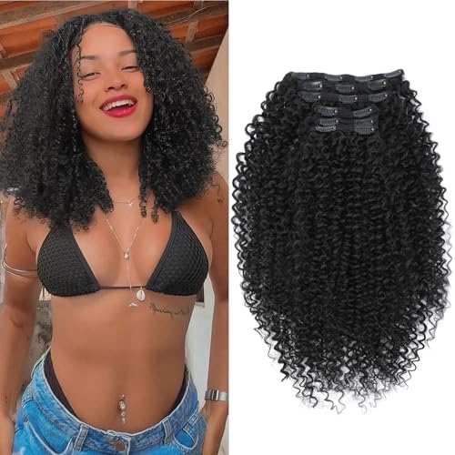 Curly Clip in Hair Extensions, Urbeauty Pink Mango 6 PCS 100% Pure Protein Silk Curly Hair