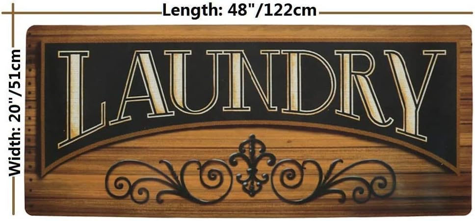 HiiARug Laundry Room Rug Washable Kitchen Runner 20"x48" Non Slip Laundry Rug Washable Laundry Mats for Laundry Room Decor Farmhouse Kitchen Decor (Black & Brown)