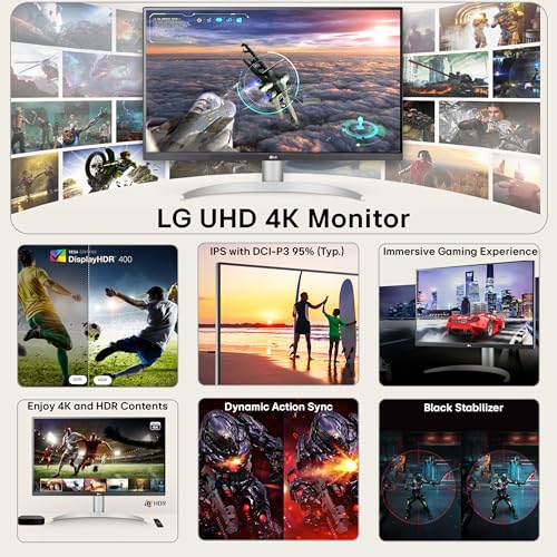 Image of LG 27UP650K-W 27-inch Ultrafine 4K UHD (3840 x 2160) IPS Computer Monitor, 60Hz, 5ms, DisplayHDR 400, Reader Mode, Flicker Safe, HDMI, DisplayPort, Tilt /Height /Pivot Adjustable Stand, White