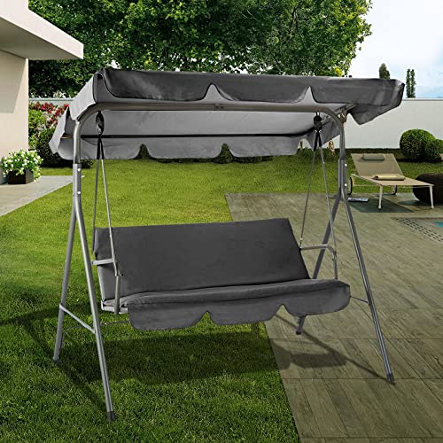 Outdoor Swing Cushion Cover Replacement Waterproof Patio Swing Seat Cover For 3 Seat Outdoor Swing Chair Cushion Cover 150X50X10Cm Grey #TOP4
