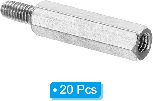 Miniatura 3 de PATIKIL M3x18mm+0.236 in - Separador hexagonal macho-hembra, paquete de 20 tornillos de separación de PCB de acero inoxidable para placas base,