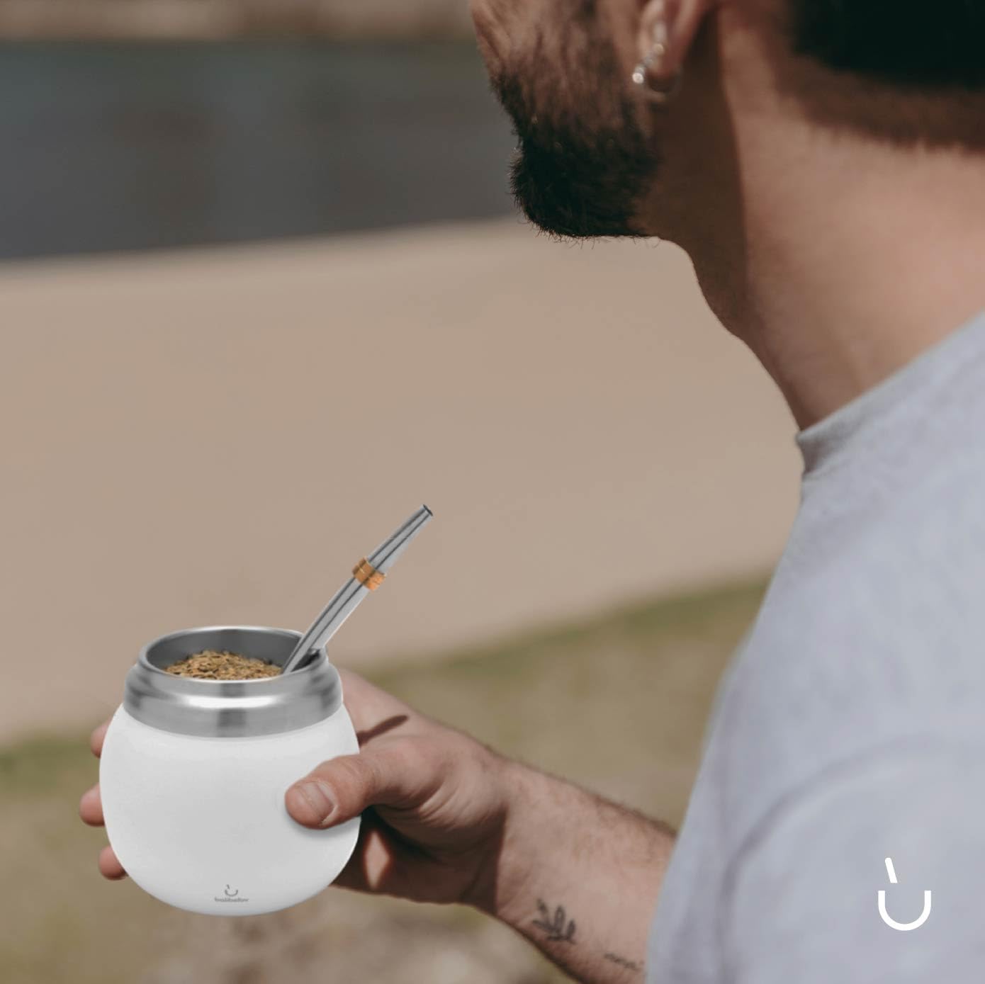 BALIBETOV Kit Yerba Mate - Comprend une Tasse Maté et un Ensemble Bombilla - Gourde en Acier Inoxydable à Double Paroi Thermique et Ensemble Bombilla (Paille à Maté) (Blanc)