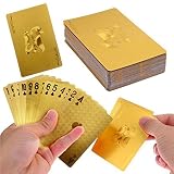 TRINKA 24k Gold Foil Playing Poker Double Sided Color Printed Table Games Playing Cards (Gold)