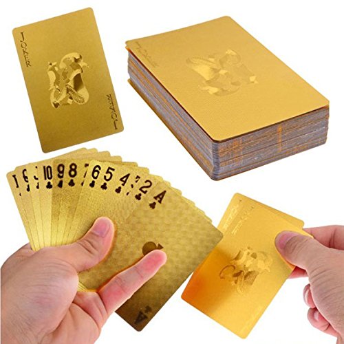 Trinka 24K Gold Foil Playing Poker Double Sided Color Printed Table Games Playing Cards (Gold) #TOP27
