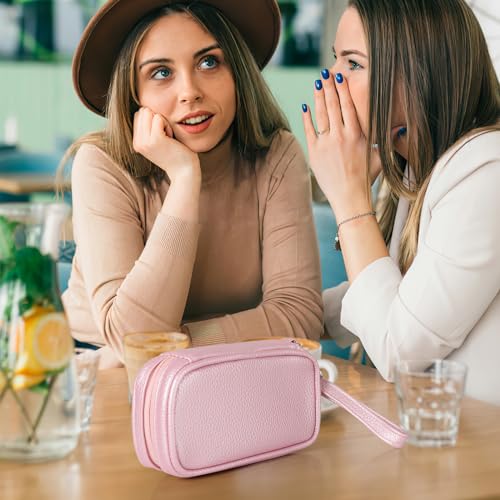 Image of Portable Tampon Organizer, Beige PU Pouch with Handle and Zipper for Women's Period Bags