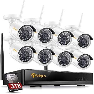 Anlapus 1080p Security Camera System Wireless Outdoor with Hard Drive 3TB, 8 Channel