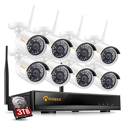 Anlapus 1080p Security Camera System Wireless Outdoor with Hard Drive 3TB, 8 Channel