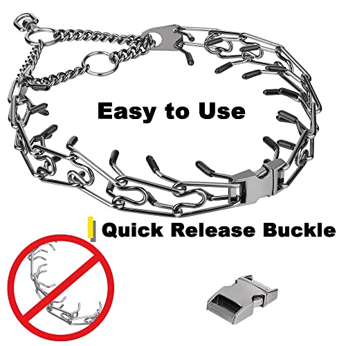 Insfas Pinch Prong Collar For Dogs, Adjustable Dog Training Choke Spike No Pull Martingale Collars With Quick Release Buckle For Small Medium Large Dogs Stainless Steel (12"~28" Black 3.0Mm) #TOP1