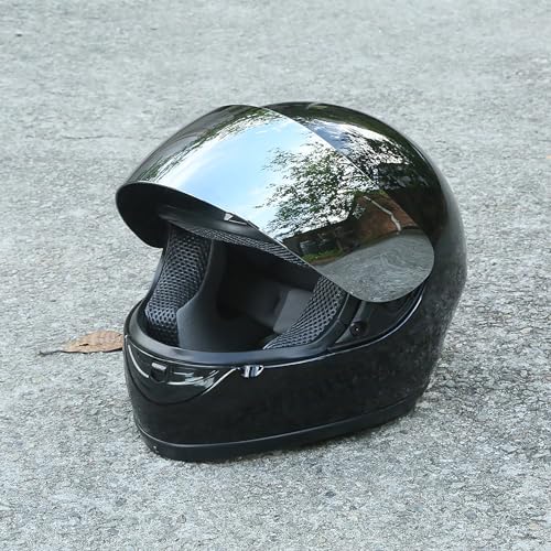 TCMT Gloss Black DOT Flip up Full Face Street Dirt Bike ATV Off-Road Motorcycle Motocross Helmet with Open Face Sun Shield