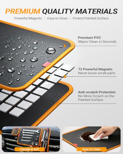 Image of 3-PCS Flexible Magnetic Tool Mat Set, Magnetic Organizer for Tools, Screws, Nuts & Metal Parts, Scratch-Free Design for Garage, Workshop & Auto Repair, Mechanic Gifts