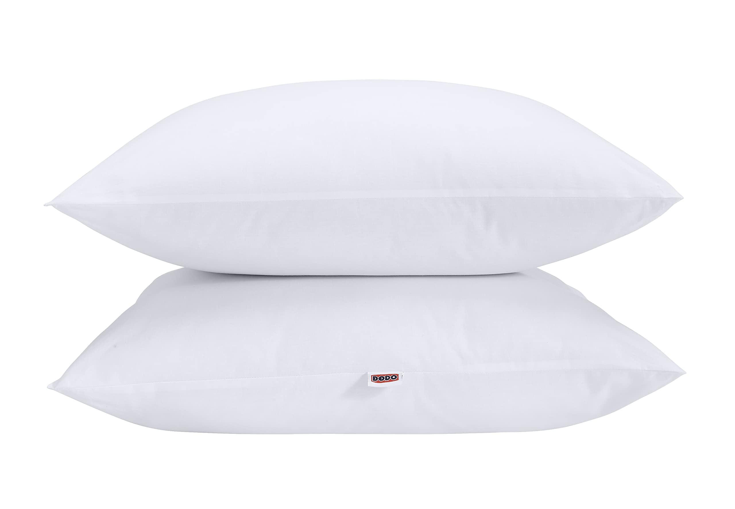DODO - Lot de 2 Oreillers Meribel 60x60 cm - Confort Ferme, Biais Posé à Main - Enveloppe 100% Coton Percale - Garnissage 100% Plumettes - Lavable en Machine à 40°C