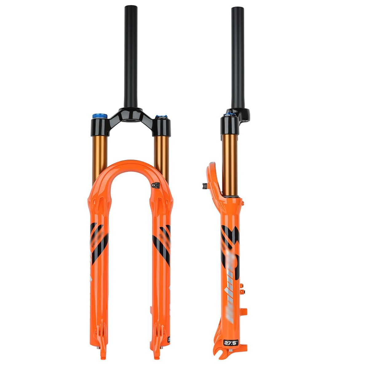 Horquilla de Descenso para Bicicleta de montaña de 27,5/29 Pulgadas, suspensión neumática, Tubo Recto de 1-1/8", Freno de Disco Delantero, 120 mm de Recorrido, Eje QR de 9 x 100 mm