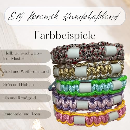 EM-Keramik Hundehalsband – 33 Farben, Zahn, Handmade in Germany, personalisierbar mit Namen & Pfötchen, Paracord Typ 2, leichte Verschlussarten, für kleine Hunde