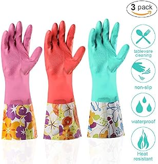 Dishwashing Rubber Gloves, Aixingyun Non-Slip Household Laundry Kitchen Cleaning Gloves, Reusable PU Waterproof
