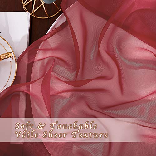 Image of NICETOWN Sheer Window Curtains Panels - Lighter Filtering Soft Home Decor Fashion Ring Top Voile Window Draperies for Living Room /Master Bedroom on Christmas (W54 x L96 Inches, Haute Red, 1 Pair)