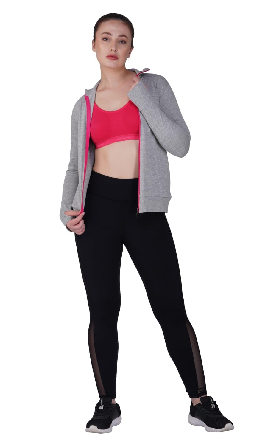 palomi Full Sleeves Sheered Thumbcut Cotton Hoisery Gymwear Sports Zipper Jacket with side pockets and Beautiful Front Zipper on Maindrain Collar for Girls and Women-picture-38