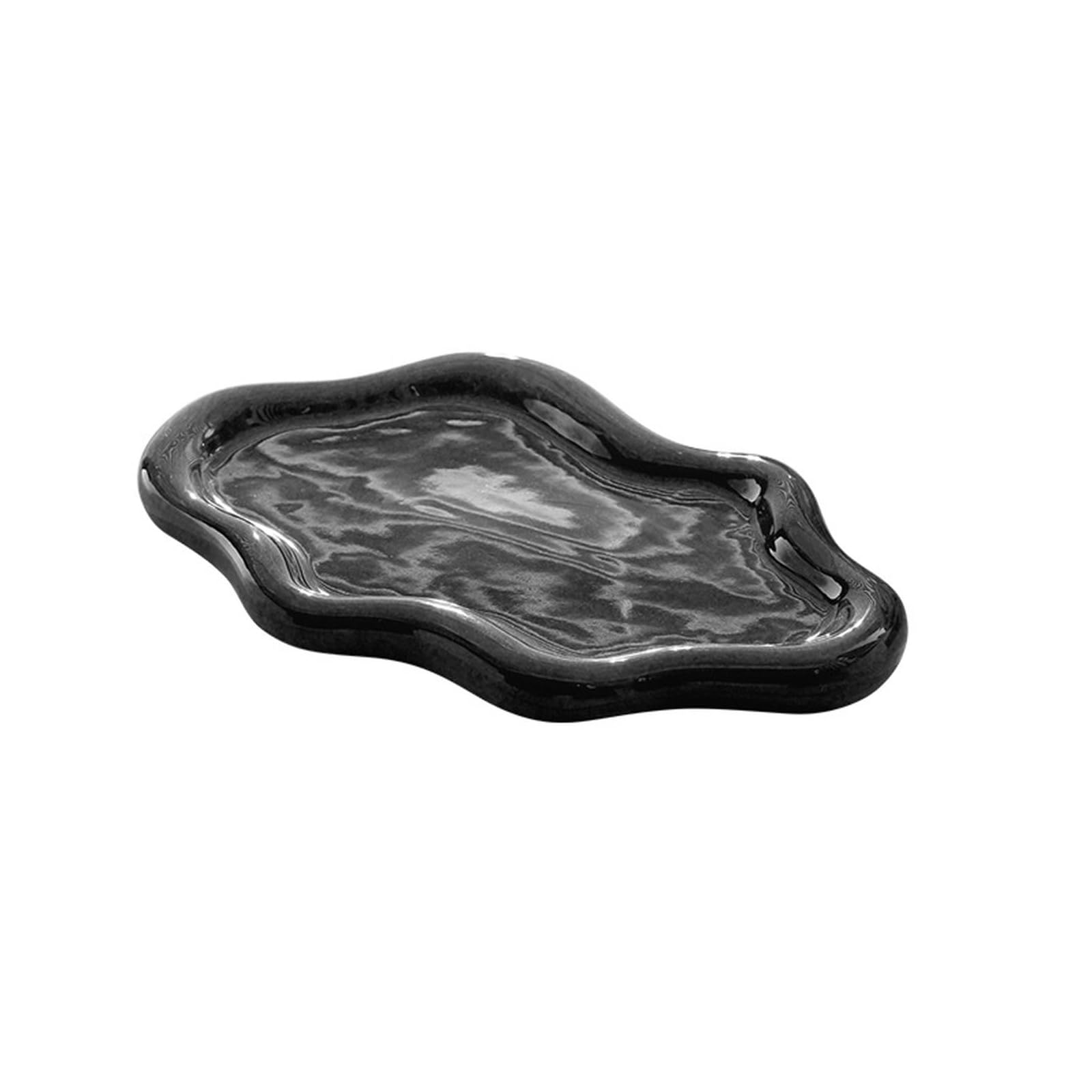 Ceramiczne naczynia stołowe Jednokolorowa, prosta, nieregularna, wykwintna taca do przechowywania biżuterii - czerwona taca w kształcie chmurki(Large Cloud Plate Black)