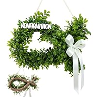 Konfirmation Deko, Türkranz Konfirmation, Künstlicher Eukalyptus Türkranz, Fischform, für Haustür Deko, Erstkommunion, Taufe Dekoration