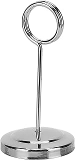 Table Number Holder, Small Table Number Place Stainless Steel Card Holders with Weighted Base, for Wedding Party Office Desk Name Memo Menu Photos Clips (4inch -Silver)