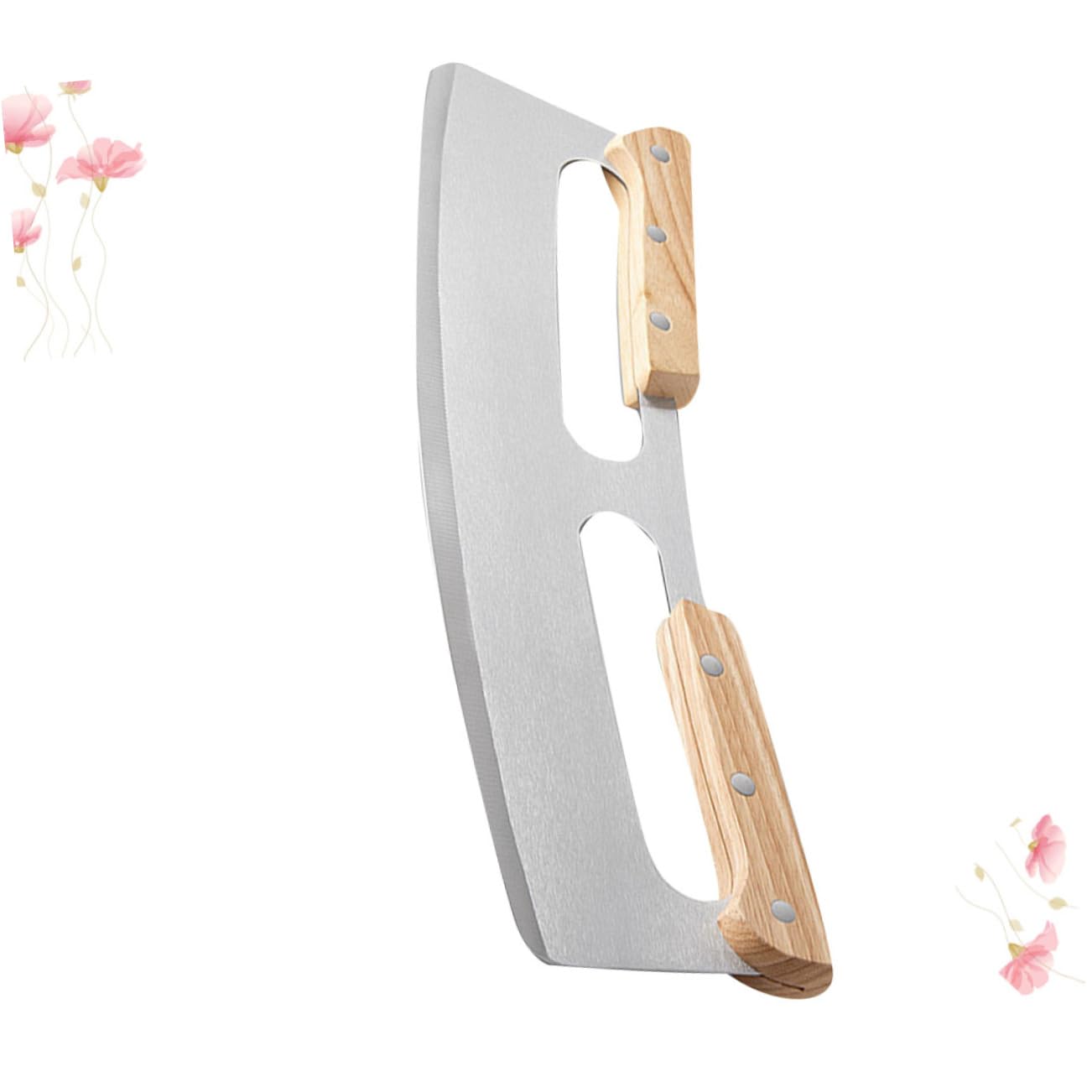 FUNOMOCYA 1Pc Stainless Steel Pizza Cutter Rocker with Handles Sharp Blade for Effortless Pizza Slicing and Vegetable Chopping Professional Pizza Cutting Tool