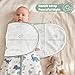 FIEMOL Baby Swaddle Sleep Sack 3-6 Months, Cotton Swaddles for Newborns Boys Girls, 2-Way Zipper Transitional Infant Wearable Swaddling Blanket with Quiet Closure, 0.5 TOG 2 Pack Soft Green Dinosaur