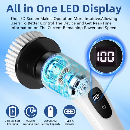Brosse nettoyage electrique sol et mur avec têtes interchangeables - 5