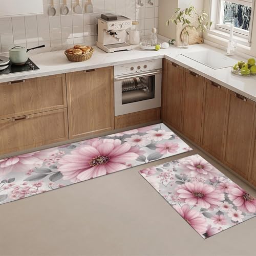 Tapis de cuisine antidérapants absorbants dahlia blush confort du sol