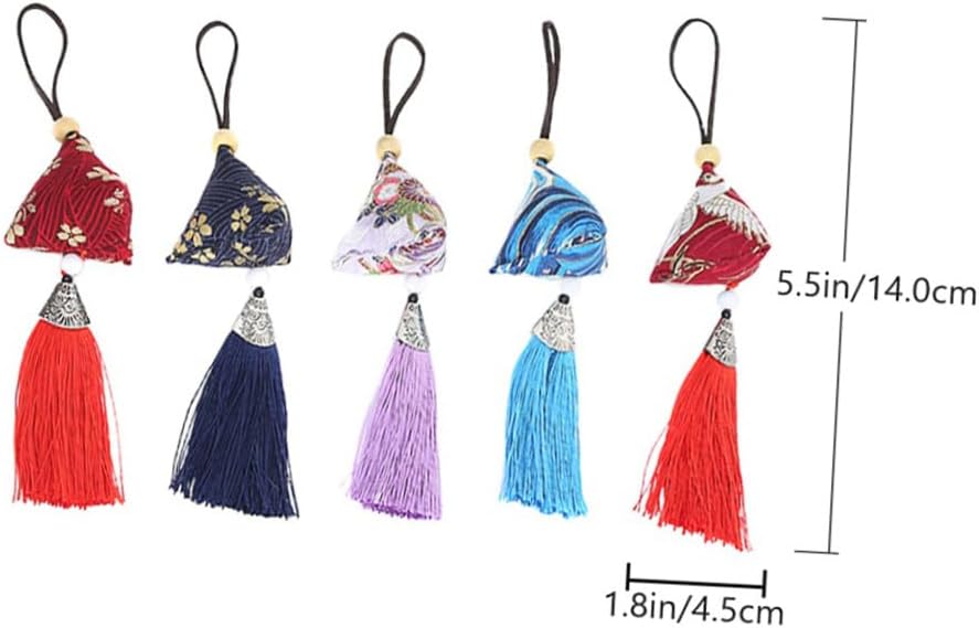 5pcs Japanese Style Handmade Blessing Sachet Pendant Set Scented Sachets with Tassel for Home Fragrance Unique Design Colors for Gifting and Decor