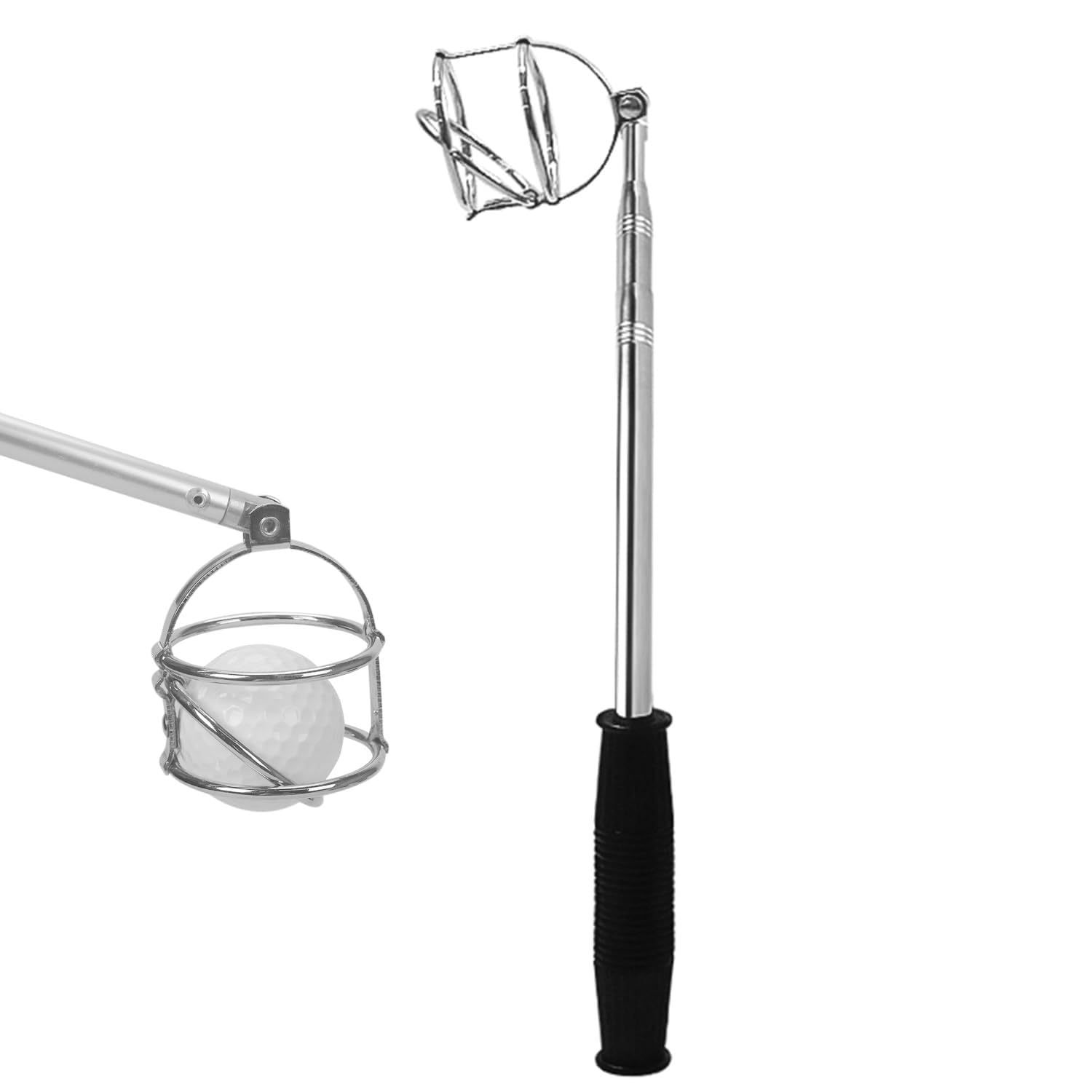Teleskop-Golfballgreifer, bis zu 1,9 m, Kohlefaser-Golfball-Picker Oben für Wasser/Büsche, Wiesen, stufenlos, leicht und langlebig, Golfballgreifer (max. 1,9 m)