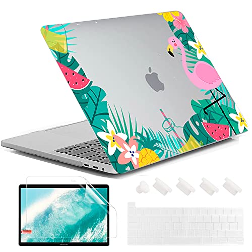 MUSHUI 4 in 1 Hülle für MacBook Pro 13 Zoll 2020 - 2016 Release A2338 M1 A2289 A2251 A2159 A1989 A1706 A1708, Weiche & strapazierfähige Kunststoff Schutzhülle für Apple Mac Pro 13", Flores 6 Cover