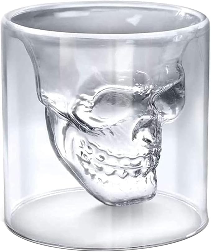 PINGAKSSH Skull Whiskey Glass for Drinks 190 ML Pack of 1,Crystal Clear Skull Tumbler for Whiskey Beer Juice Water Halloween Barware Gift for Men & Women (1, Imperial Malt)