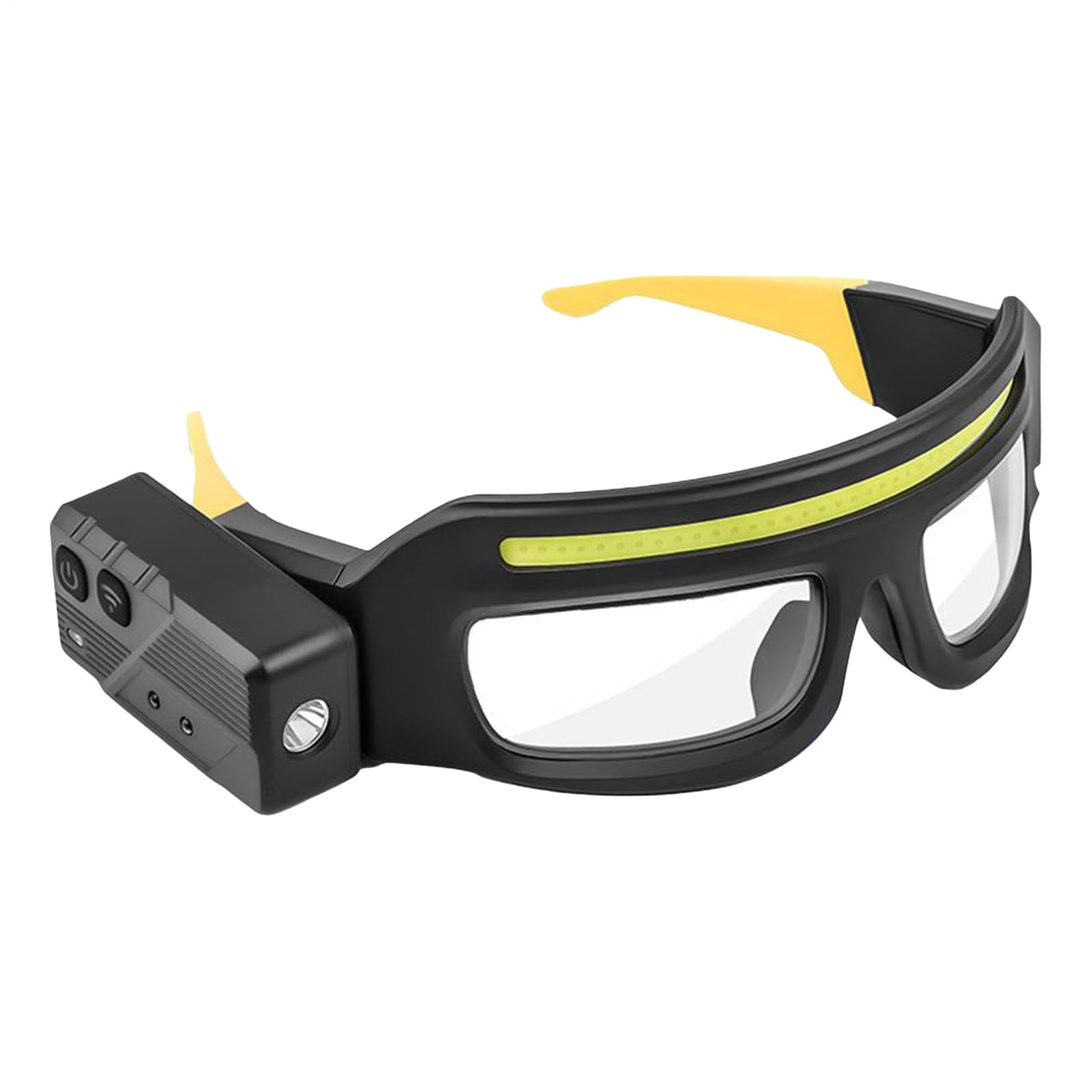 FxaumsGxuk Safety Glasses With Lights, 16x8x6cm Charging Cycling Glasses With Double-touch Button, 5 Settings, Built-in 800 MAh Battery IPX4 Waterproof For Night Cycling, Outdoor Adventures