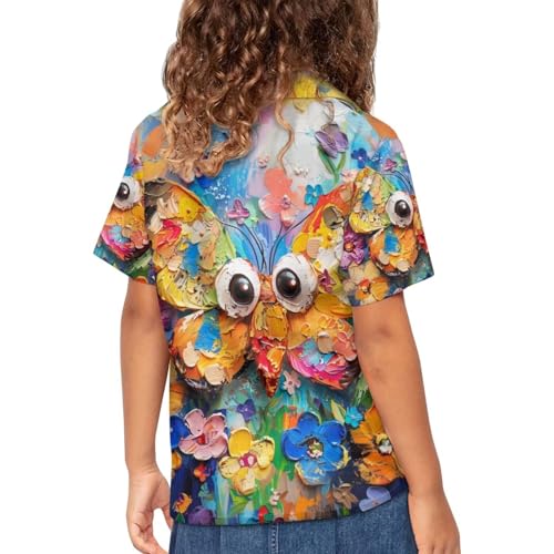 Image of PinUp Angel Funky Casual Hawaiian Shirt Kids Boys Girls Art Oil Painting Animal Pattern Short Sleeve Unisex Beach Shirt