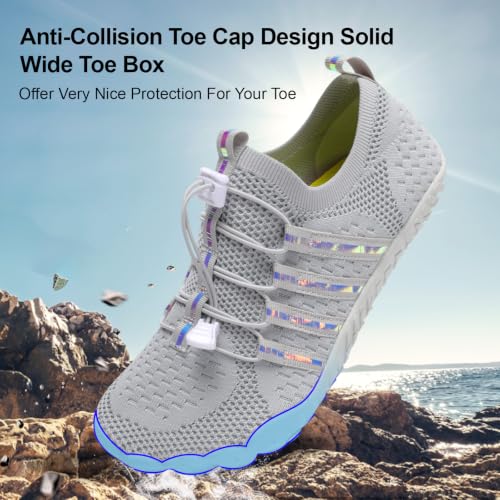 Image of XIHALOOK Athletic Hiking Water Shoes Womens Mens Quick Dry Barefoot for Beach Walking Kayaking Surfing Training