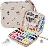 Floral Sewing Kit Printing Sewing Project Kits,Professional Sewing Supplies for Adults, Zipper Sewing Needles Set, 87 PCS Travel Sewing Accessory for Emergency, Home