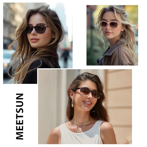 MEETSUN Classic Polarized Sunglasses for Women Men Trendy Retro Vintage Sun Glasses for Driving UV Protection 3 Pack Grey Leopard Brown Gradient — view 2