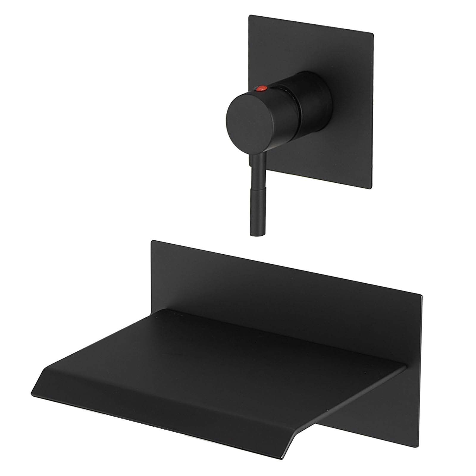 Greenspring Wall Mount Bathtub Faucet Matte Black Waterfall Single Handle Tub Filler Bathroom Faucet with Valve