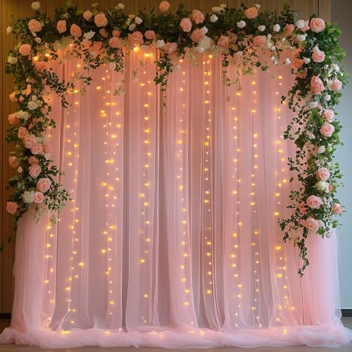 Cortina fondo rosa 10x10ft con luces LED miniatura 1