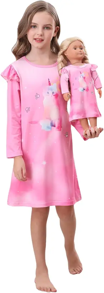 Bow Dream Toddler Girls & American Girl Doll Dress Set - Floral Party & Christmas Theme - 3pc Dress & Matching Doll Clothes