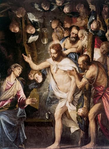 Pintura Cristo en el limbo en lienzo de alta calidad, réplica de Veronese para pared 60x90cm