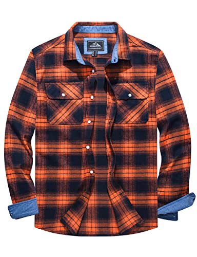 Magcomsen Men's Fall Shirts For Men Button Up Flannel Shirts Long Sleeve Plaid Shirts Winter Shirts Casual Shirts Golf Shirts Orange #TOP3
