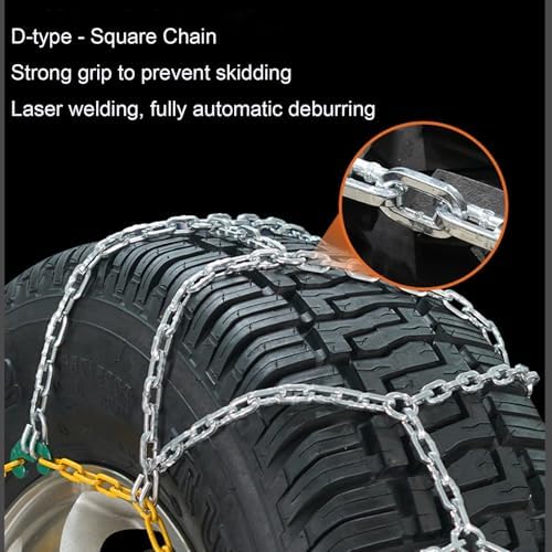 Snow Chains for Cars, SUVs, and Pickups - Heavy-Duty Tire Chains, Set of 2 for 195/55R13 – Ultimate Traction & Safety in Snow and Ice Conditions