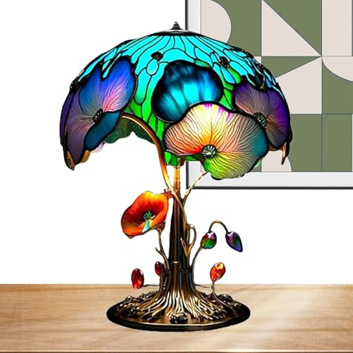 Lámpara de mesa de resina,Lámpara de seta,Lámpara decorativa colorida con forma de seta para niños - Estatua casera de decoración de habitación vintage, luz de noche de dormitorio de serie de plantas
