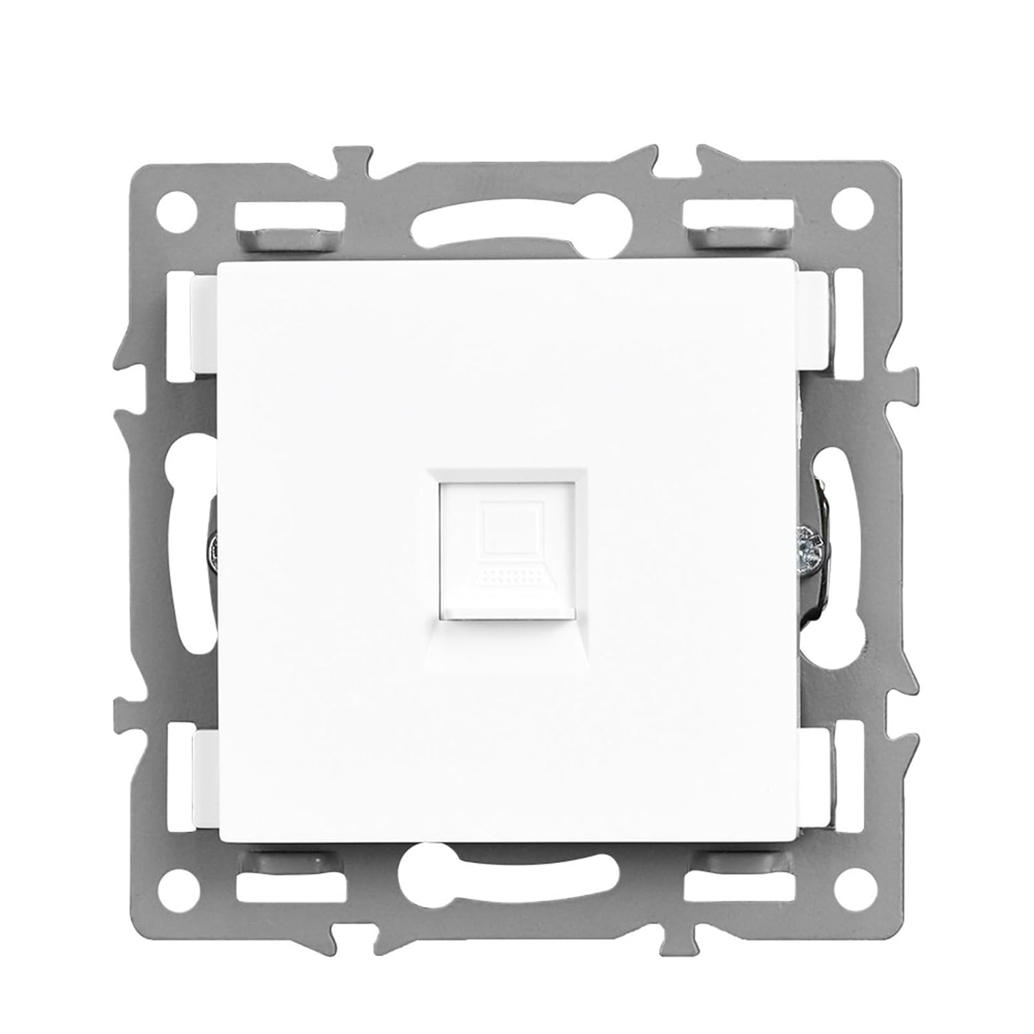 Sockets and switches 220 White Tempered Glass Panel,EU FR Rj45 Multiple modules can be Freely Combined(Rj45 cat6)