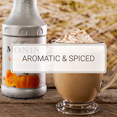 Monin - Spiced Pumpkin Purée, Pumpkin And Cinnamon Flavor, Natural Flavors, Great For Lattes, Milkshakes, Specialty Coffees, And Cocktails, Non-Gmo, Gluten-Free (1 Liter), 33.81 Fl Oz #TOP3