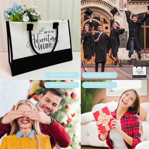 Image of Wedding Gift Canvas Tote Bride Bag,Retirement Gift Grandma Bag And So The Adventure Begins Mrs Large Tote Bag