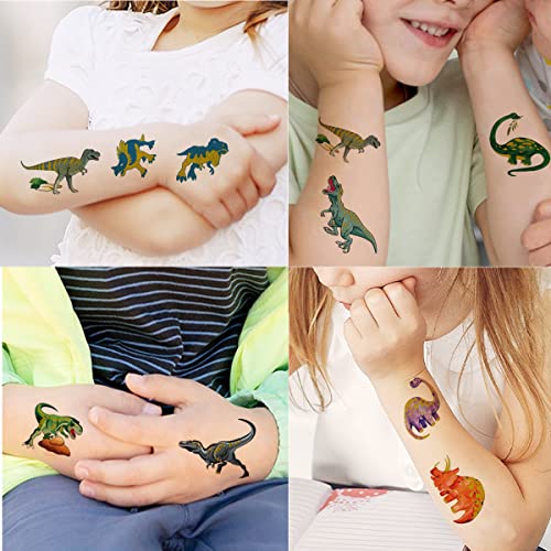 Glitter Dinosaur Tattoos For Kids Boys-Dinosaur Fake Tattoos Party Favors, T-Rex Decorations For Kids #TOP3