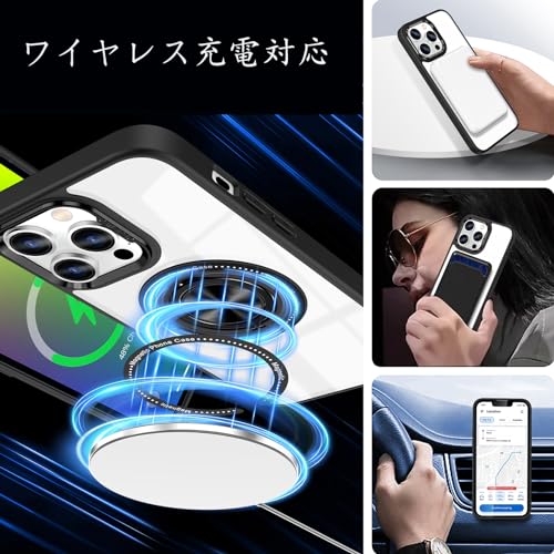 HCXLYP iPhone 15 用 ケース 多機能 リング スタンド MagSafe対応 ワイヤレス充電対応 ガラスフィルム付き スマホ カバー ホルダー付き ブラック