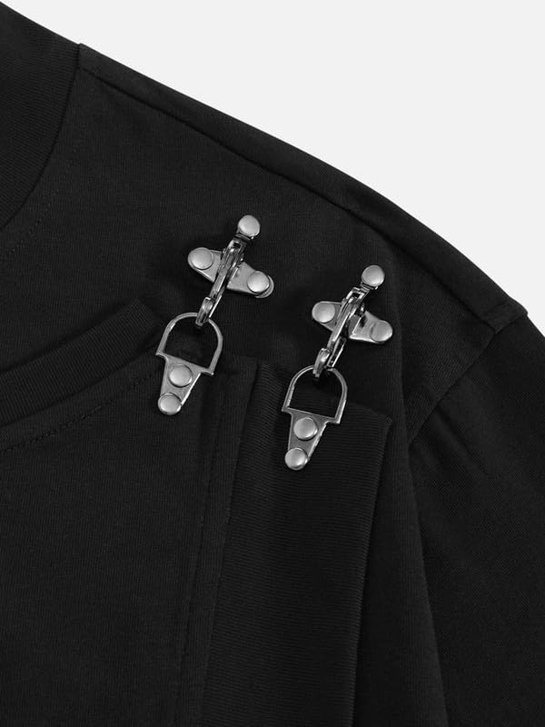 Aelfric Eden Boxy T-shirt męski, baggy, damski t-shirt w stylu vintage, z krótkim rękawem, z metalowymi guzikami, uniseks, casualowy top