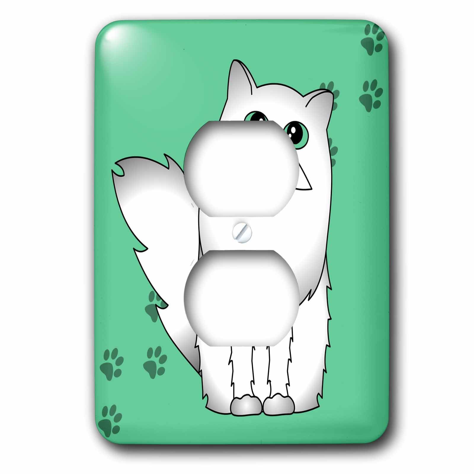 Prise de courant double motif patte de chat persan blanc chinchilla lsp_6111_6